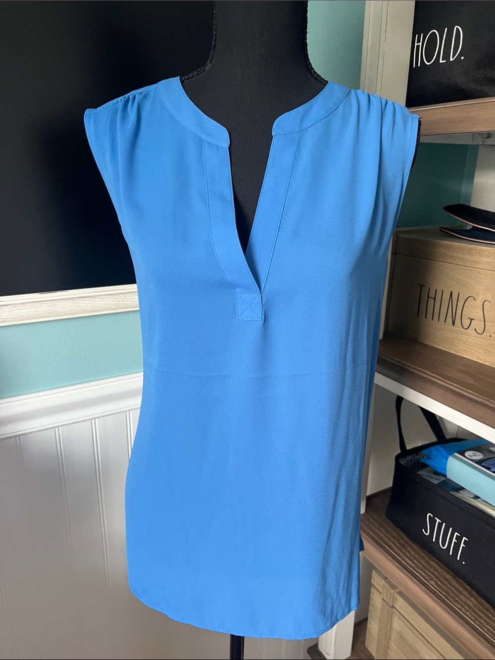 Chaus Bright Blue Women's Top with Clean Neckline